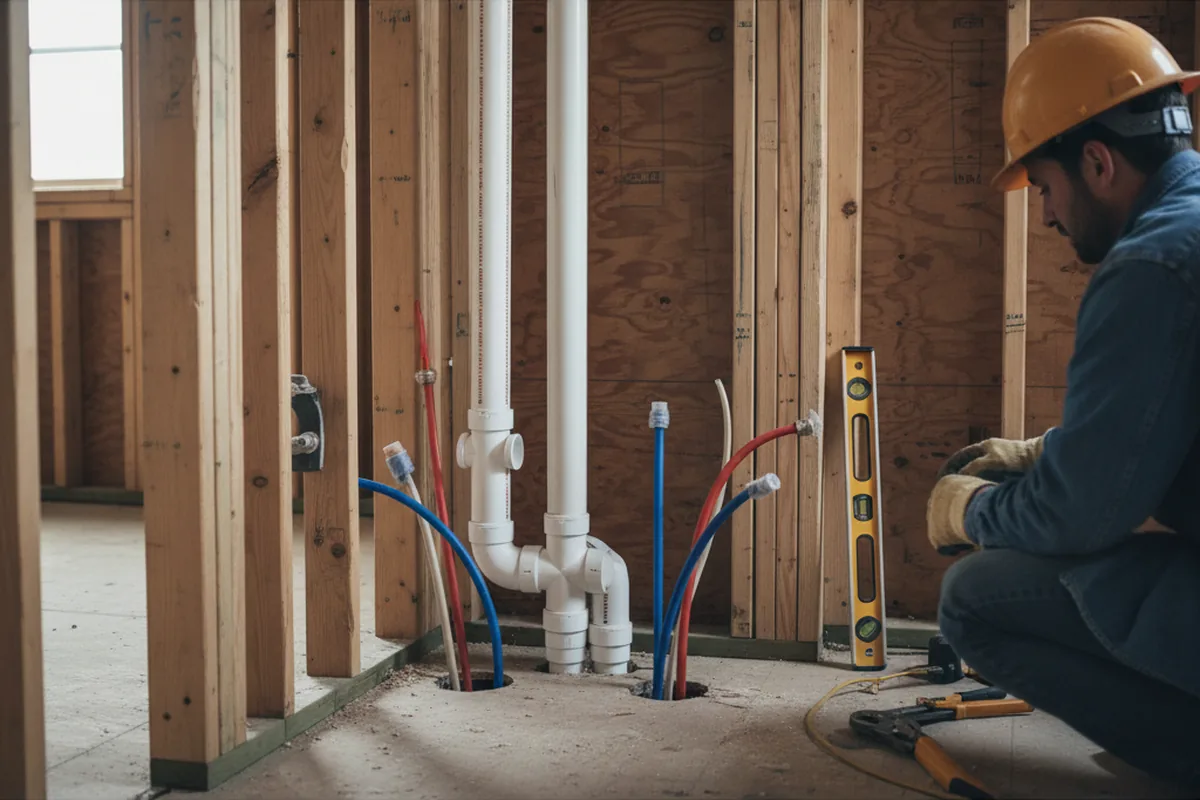 Drain and supply rough-in during Leak Detection in Fairmount
